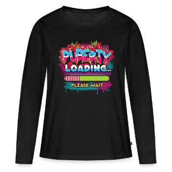 Alerte puberté graffiti urbain - T-shirt manches longues Premium bio Femme - noir - Devant - Julia (174cm)