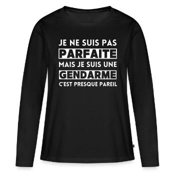 Je ne suis pas parfaite mais je suis gendarme - T-shirt manches longues Premium bio Femme - noir - Devant - Julia (174cm)