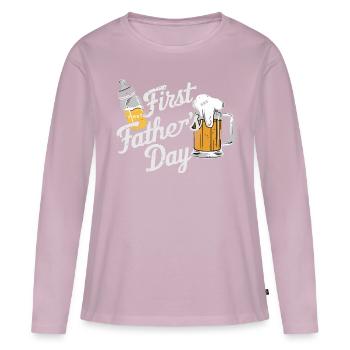 ERSTER VATERTAG - Frauen Premium Bio Langarmshirt - Altrosa - Vorne - Julia (174cm)
