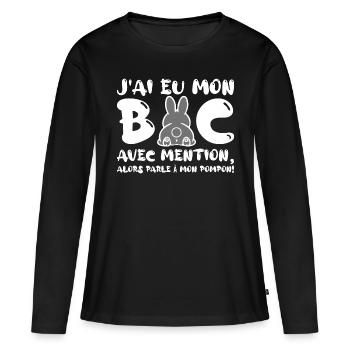 J'ai eu mon BAC Félicitations Nouveau Bachelier - T-shirt manches longues Premium bio Femme - noir - Devant - Julia (174cm)