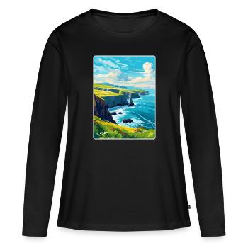 Dingle Halbinsel Irland Vereinigtes Königreich Vintage Reiseposter - Frauen Premium Bio Langarmshirt - Schwarz - Vorne - Julia (174cm)