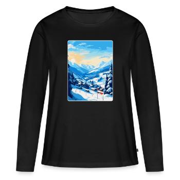 Saalbach Autriche Affiche de voyage vintage souvenir - T-shirt manches longues Premium bio Femme - noir - Devant - Julia (174cm)