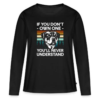 Chien de combat Chien d’assistance maître - T-shirt manches longues Premium bio Femme - noir - Devant - Julia (174cm)
