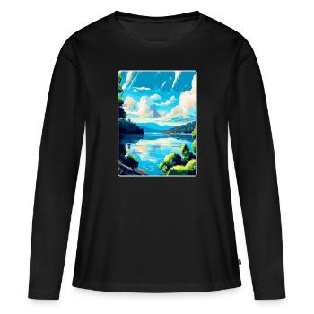 Souvenir de l’affiche de voyage vintage de l’Europe sur le Danube - T-shirt manches longues Premium bio Femme - noir - Devant - Julia (174cm)