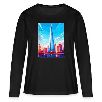 The Shard Angleterre Royaume-Uni Affiche de voyage Souvenir WPA - T-shirt manches longues Premium bio Femme - noir - Devant - Julia (174cm)