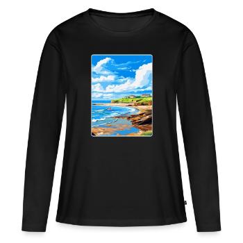 Bude Cornwall, England, Vereinigtes Königreich, Reiseposter, Souvenir - Frauen Premium Bio Langarmshirt - Schwarz - Vorne - Julia (174cm)