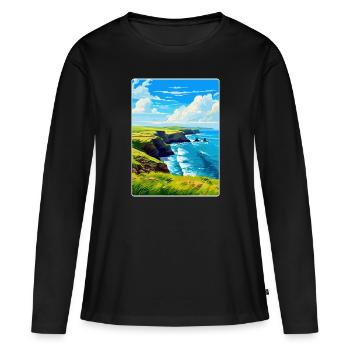 Péninsule de lézard, Cornouailles, Angleterre, Royaume-Uni, Affiche de voyage - T-shirt manches longues Premium bio Femme - noir - Devant - Julia (174cm)