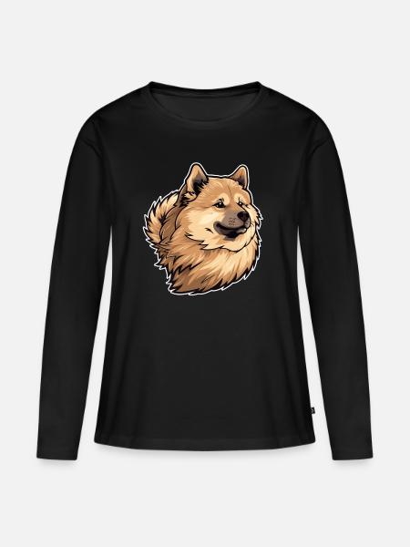 Eurasier Hund Hundekopf - Frauen Premium Bio Langarmshirt - Schwarz