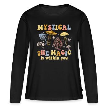 Capteur de rêves Rêves mystiques - T-shirt manches longues Premium bio Femme - noir - Devant - Julia (174cm)