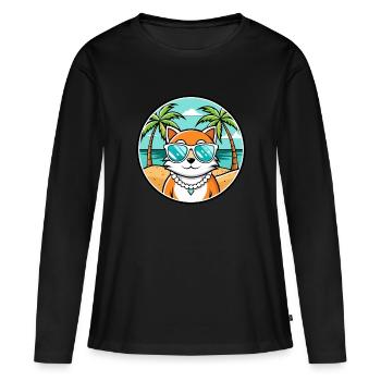 Hantilly Tiffany Race Chat Dessin Animé Lunettes de Soleil Plage - T-shirt manches longues Premium bio Femme - noir - Devant - Julia (174cm)