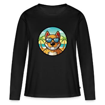 Cordoue Chien De Combat Race Dessin Animé Lunettes De Soleil Plage - T-shirt manches longues Premium bio Femme - noir - Devant - Julia (174cm)