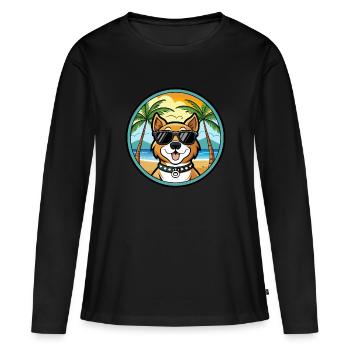 Cao De Castro Laboreiro Race De Chien Dessin Animé Plage - T-shirt manches longues Premium bio Femme - noir - Devant - Julia (174cm)