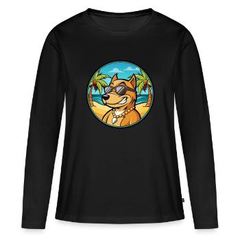 Cordoue Chien De Combat Race Dessin Animé Lunettes De Soleil Plage - T-shirt manches longues Premium bio Femme - noir - Devant - Julia (174cm)