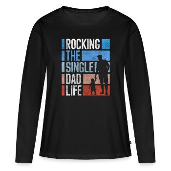 Statut de célibataire Humour - T-shirt manches longues Premium bio Femme - noir - Devant - Julia (174cm)