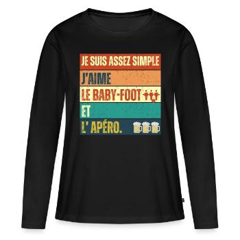 J' aime le baby-foot et l' apéro cadeau vintage - T-shirt manches longues Premium bio Femme - noir - Devant - Julia (174cm)