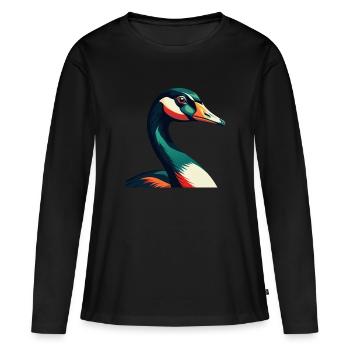 Oie Dessin Animé Personnage Animal Coloré Animal De Compagnie - T-shirt manches longues Premium bio Femme - noir - Devant - Julia (174cm)