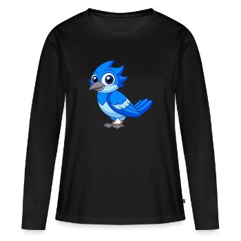 Blue Jay Niedliche Maskottchen Zeichentrickfigur Kawaii - Frauen Premium Bio Langarmshirt - Schwarz - Vorne - Julia (174cm)
