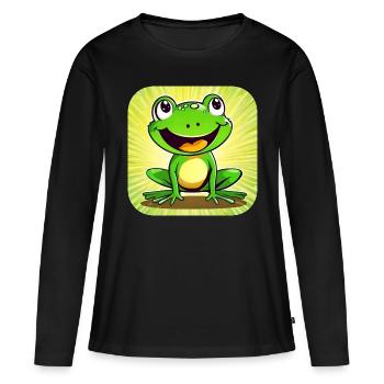 Niedlicher Frosch im Comic Style - Frauen Premium Bio Langarmshirt - Schwarz - Vorne - Julia (174cm)