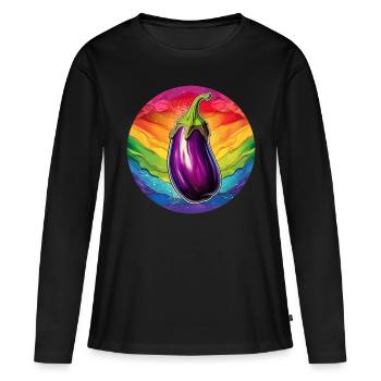 Aubergine LGBTQ - T-shirt manches longues Premium bio Femme - noir - Devant - Julia (174cm)