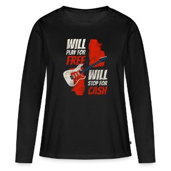 Straßenmusiker Spende Band - Frauen Premium Bio Langarmshirt - Schwarz - Vorne - Julia (174cm)