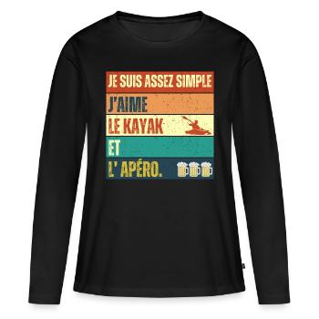 J' aime le kayak et l' apéro humour kayakiste - T-shirt manches longues Premium bio Femme - noir - Devant - Julia (174cm)