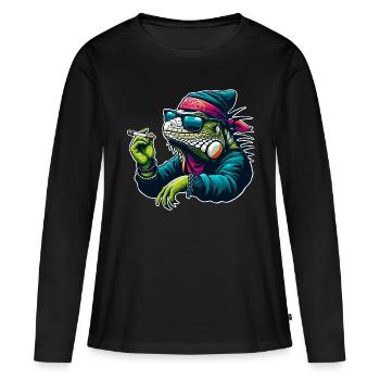 Cool Iguana Rocker - Women's Premium Organic Long Sleeve Shirt - black - Front - Julia (174cm)