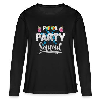 Poolparty Baden Partyzeit - Frauen Premium Bio Langarmshirt - Schwarz - Vorne - Julia (174cm)