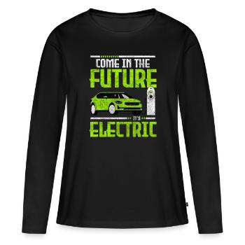 Electric Car Electric Vehicle - Women's Premium Organic Long Sleeve Shirt - black - Front - Julia (174cm)