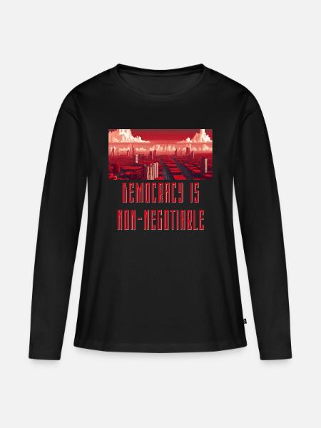 Demokratie ist nicht verhandelbar - Frauen Premium Bio Langarmshirt - Schwarz