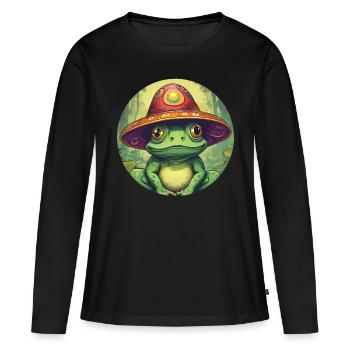 Grenouille psychédélique II - T-shirt manches longues Premium bio Femme - noir - Devant - Julia (174cm)