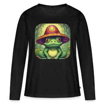 Grenouille psychédélique I - T-shirt manches longues Premium bio Femme - noir - Devant - Julia (174cm)