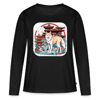 Asiatischer Fuchs - Frauen Premium Bio Langarmshirt - Schwarz - Vorne - Julia (174cm)