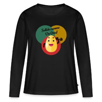 Fest wie ein Ei - Frauen Premium Bio Langarmshirt - Schwarz - Vorne - Julia (174cm)