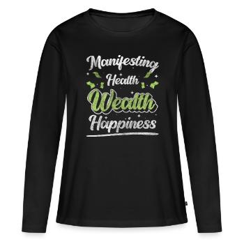 Argent Fortune Bonheur - T-shirt manches longues Premium bio Femme - noir - Devant - Julia (174cm)