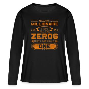 Richesse Millionnaire - T-shirt manches longues Premium bio Femme - noir - Devant - Julia (174cm)