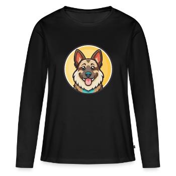 Race de chien de berger des Carpates, dessin animé amusant Kawaii - T-shirt manches longues Premium bio Femme - noir - Devant - Julia (174cm)