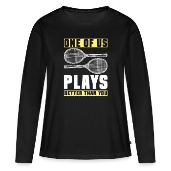 Tennis Racket Backhand Serve - Women's Premium Organic Long Sleeve Shirt - black - Front - Julia (174cm)