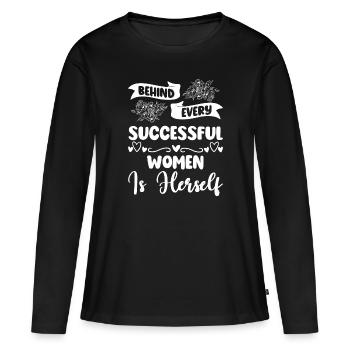Femme féministe Pouvoir d’émancipation - T-shirt manches longues Premium bio Femme - noir - Devant - Julia (174cm)