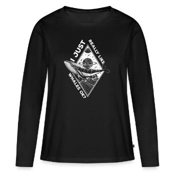 Baleine Océan Créatures de la mer Vacances - T-shirt manches longues Premium bio Femme - noir - Devant - Julia (174cm)