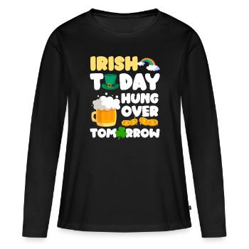 Pinte d’Irlande - T-shirt manches longues Premium bio Femme - noir - Devant - Julia (174cm)