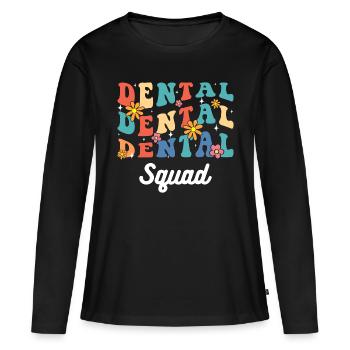 Spécialiste des dents Mâchoire - T-shirt manches longues Premium bio Femme - noir - Devant - Julia (174cm)
