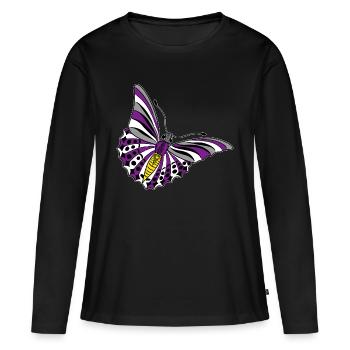 Schmetterling asexual non binary labrys lesbian - Frauen Premium Bio Langarmshirt - Schwarz - Vorne - Julia (174cm)