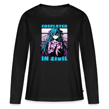 Anime Manga Girl // Cosplayer in zivil // AS011 - Frauen Premium Bio Langarmshirt - Schwarz - Vorne - Julia (174cm)