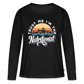 Nutrition Alimentation - T-shirt manches longues Premium bio Femme - noir - Devant - Julia (174cm)
