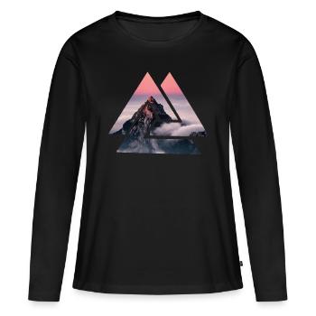Geometric Alps Mountains - Women's Premium Organic Long Sleeve Shirt - black - Front - Julia (174cm)