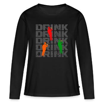 Drink Party Fête des pères Fêtes - T-shirt manches longues Premium bio Femme - noir - Devant - Julia (174cm)