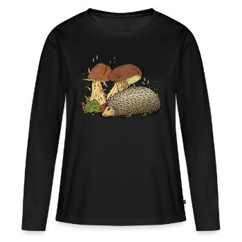Igel - Frauen Premium Bio Langarmshirt - Schwarz - Vorne - Julia (174cm)