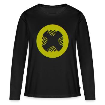Kreisförmiger Innenstil - Frauen Premium Bio Langarmshirt - Schwarz - Vorne - Julia (174cm)