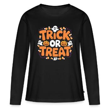 Trick or Treat - Frauen Premium Bio Langarmshirt - Schwarz - Vorne - Julia (174cm)