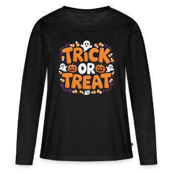 Trick or Treat - Frauen Premium Bio Langarmshirt - Schwarz - Vorne - Julia (174cm)